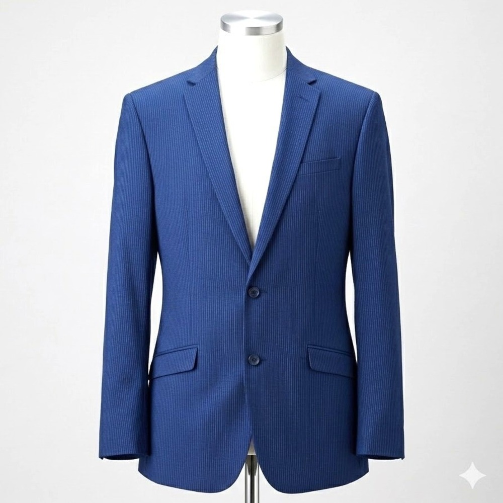 Reaction Kenneth Cole Blue Pinstripe Skinny Fit Blazer Jacket Mens 38R
